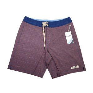 Fair Harbor The Nautilus Board Shorts- Red Waves- Mens 30 NWT!